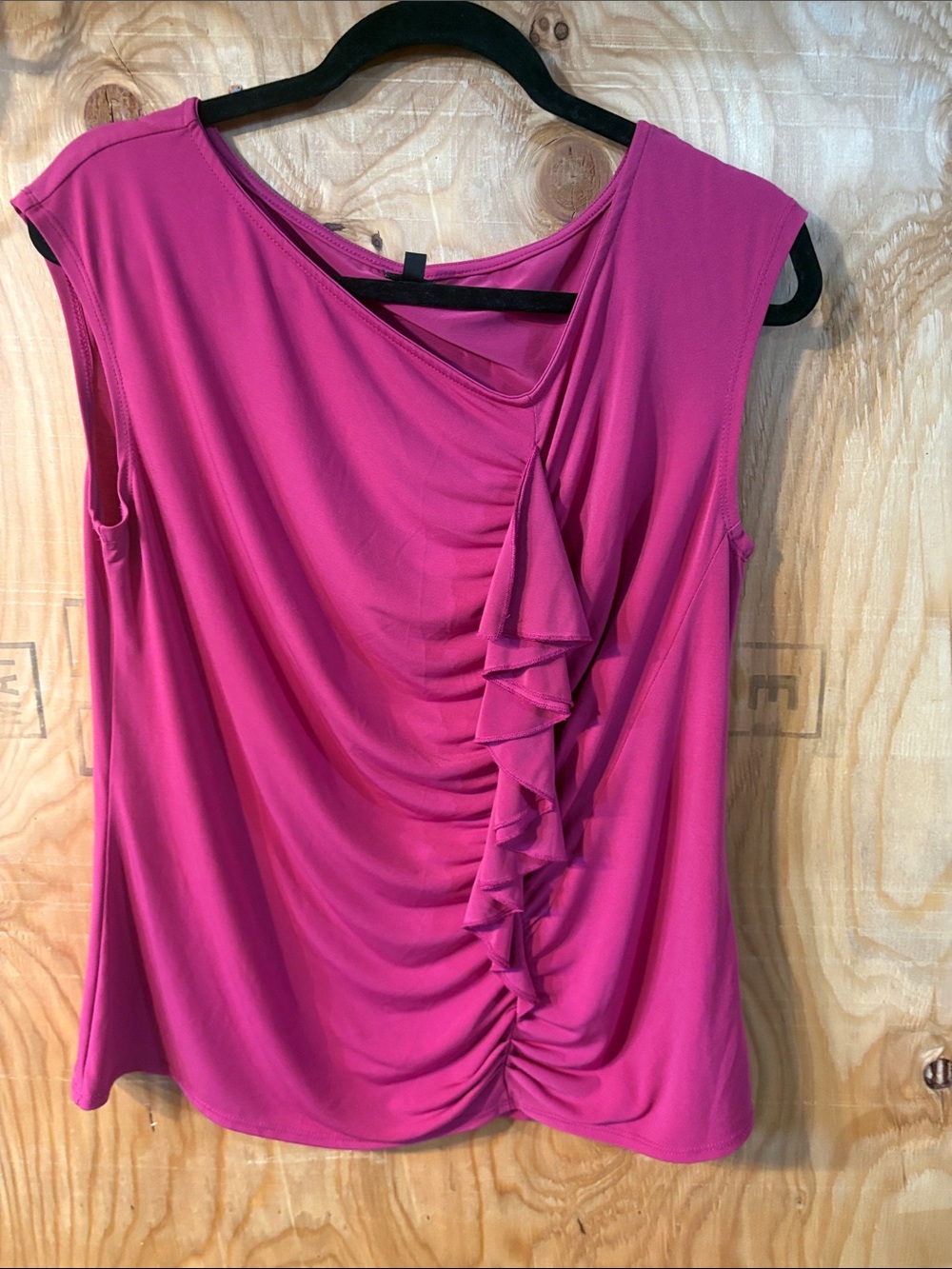 Rafaella Sleeveless Ruffled Front Tank in Fuchsia